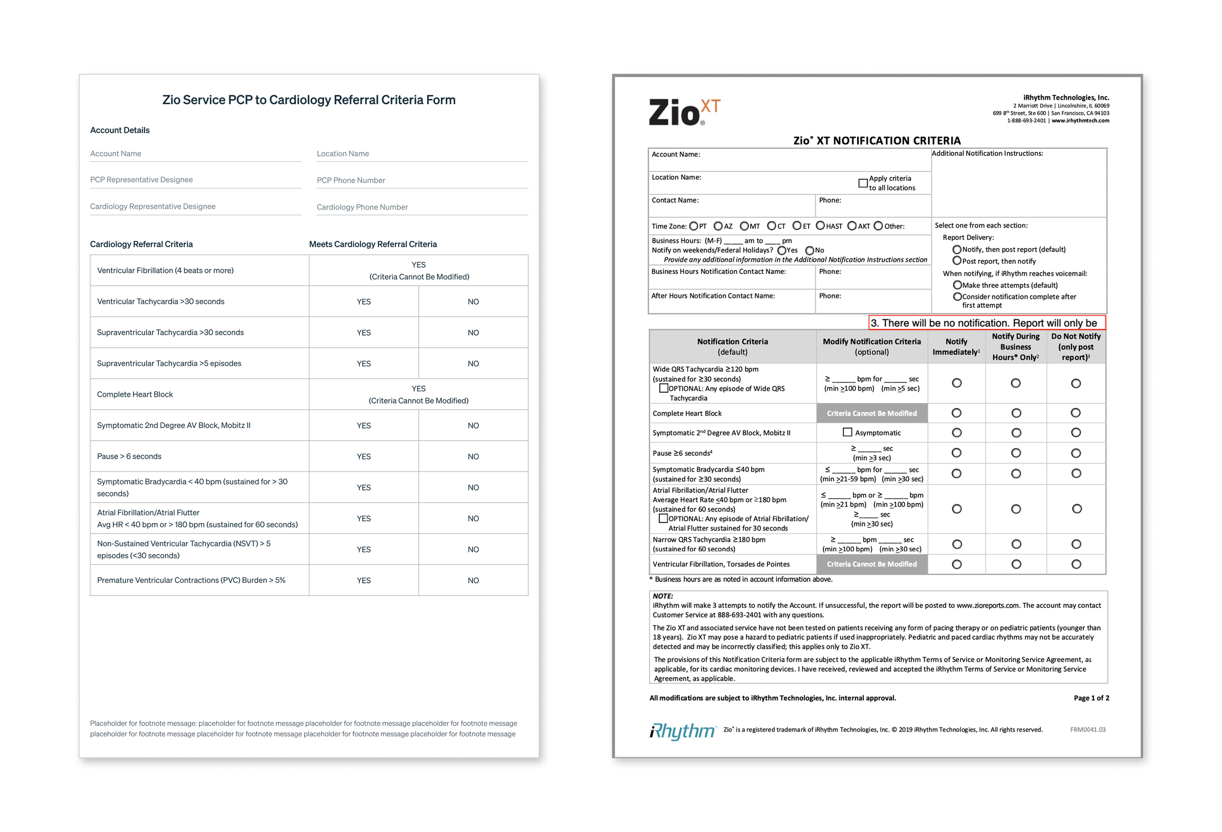 Cardiology Referral Criteria Form and MDN Notification Criteria